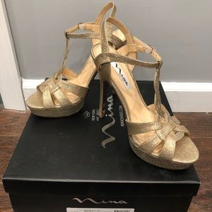 Rose gold high heel shoes